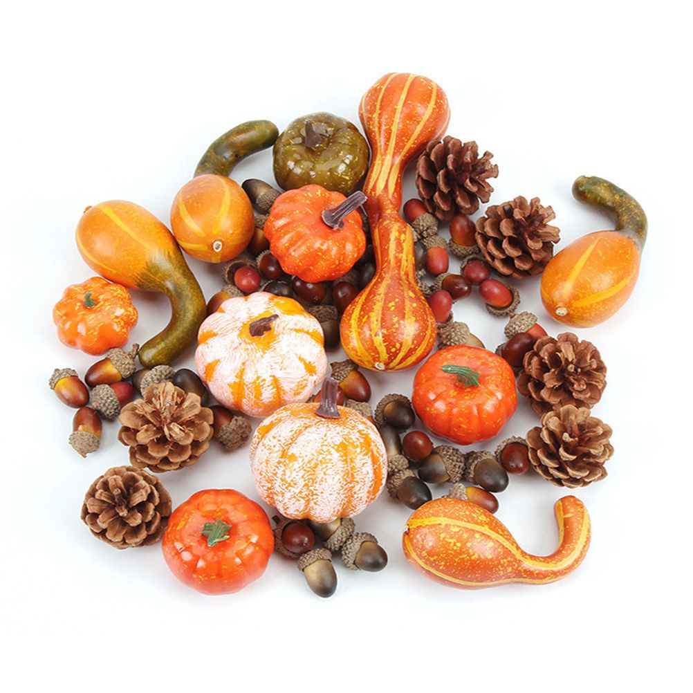 50pcs Halloween Decor Props Artificial Mini Pumpkin Berries Maple Leaf DIY Craft for Halloween Party Decoration — image 5