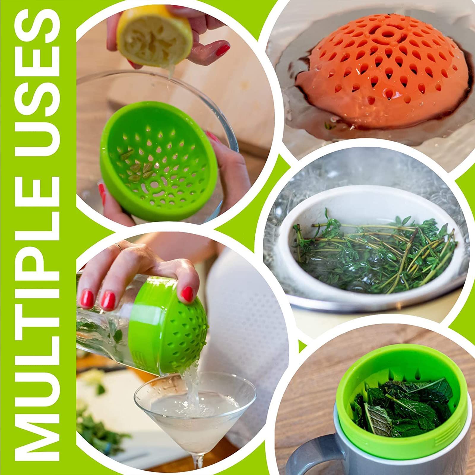 Kitchen Colander, Multi-use Mini Colander, Portable Mini Can Drainer Made From Silicone for Drain Chickpeas and Tinned Fruit — image 2