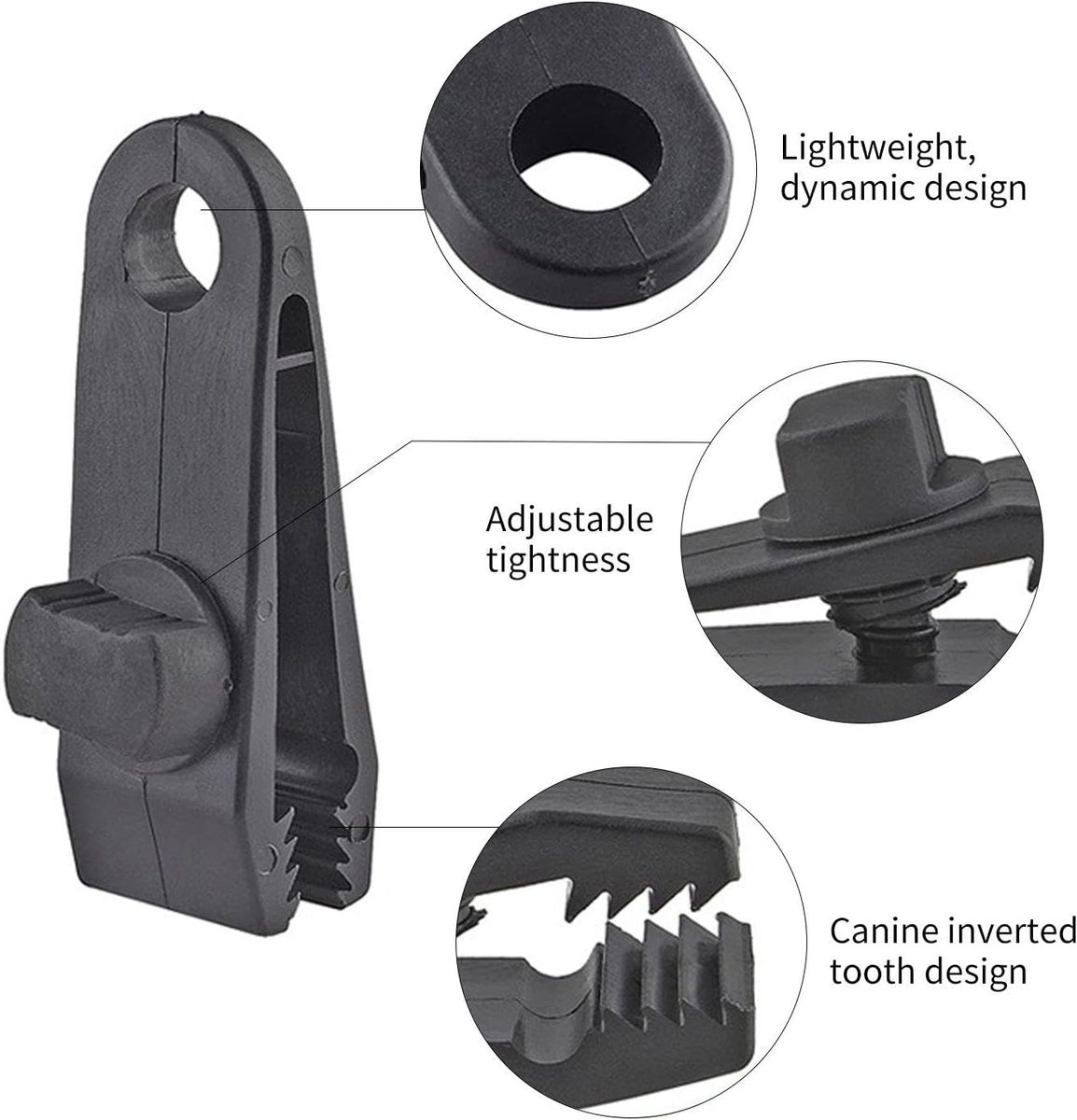 10 pieces - 2.6*8.3*3 cm - tent clips - tarp clips - clips for outdoor awnings - clips for sun sails - clips for tent tarpaulins - awning accessories - black — image 5