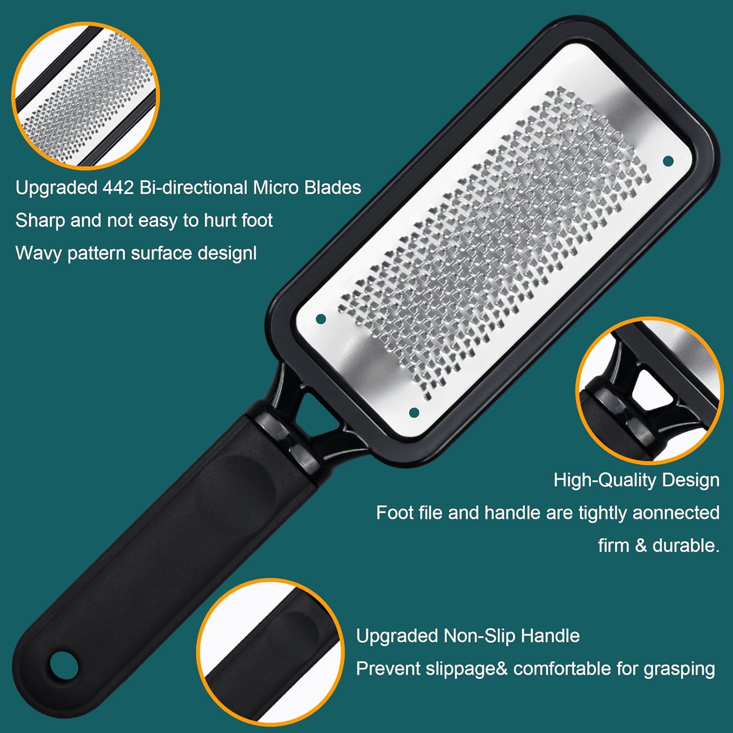 Foot Rasp Foot File, 2 Pcs Stainless Steel Pedicure Callus Remover for Feet, Professial Foot Care Tools for Pedicure to Removes Hard Skin Corns for Dry and Wet — image 2