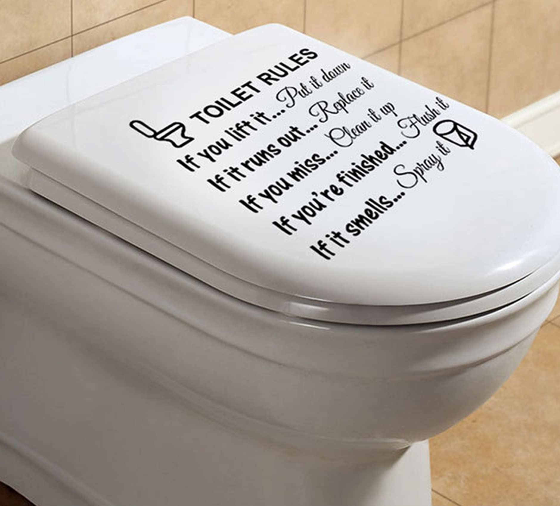 Removable Toilet Rules Wall Quotes Stickers Washroom Bathroom Decals WC Sign Vinyl Art Decor for Kids Living Room Home Decorations โ image 4