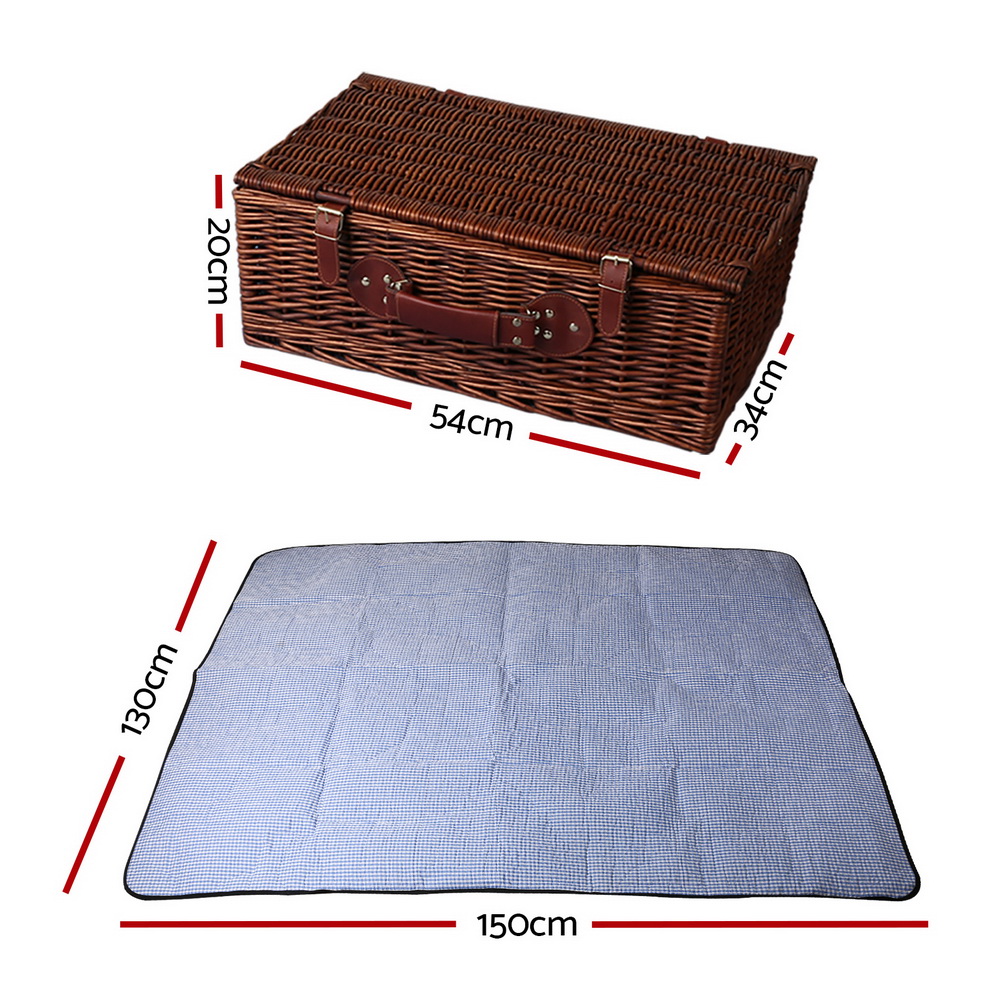 Alfresco 4 Person Picnic Basket Set Insulated Blanket Storage Bag — image 2