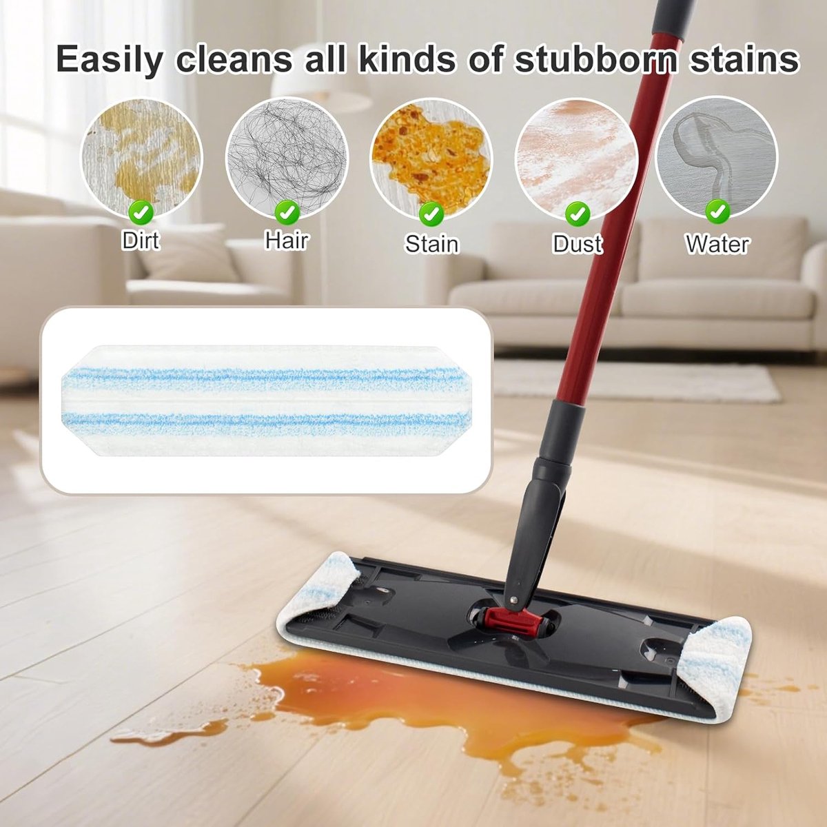 4-pack, mop pad replacement suitable for O Cedar H2prO mop system, mop head replacement suitable for O-Cedar/Vileda H2prO, machine washable, reusable pad — image 2