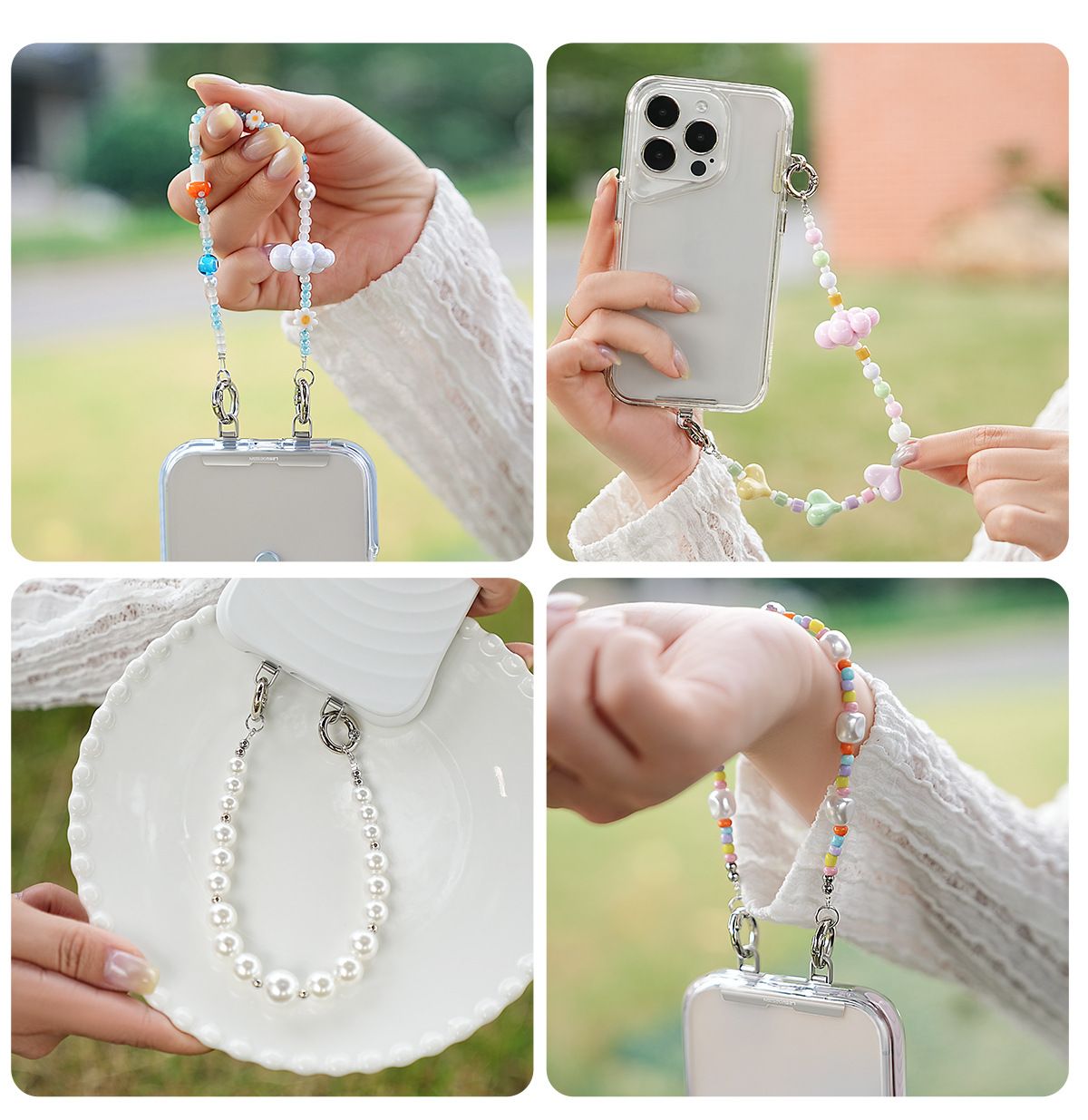 YKA-8 Trendy Double-Clasp Beaded Phone Wrist Strap - Colorful Acrylic & Metal Anti-Loss Lanyard with Spacer Gift — image 3
