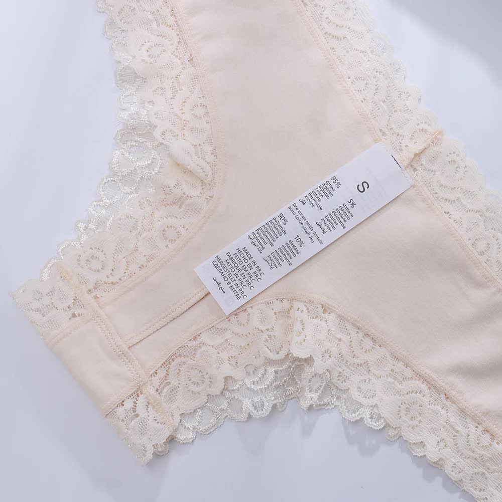 Size S Lace-Trimmed Cotton Panties – 3-Pack in Black, White, and Nude — image 6