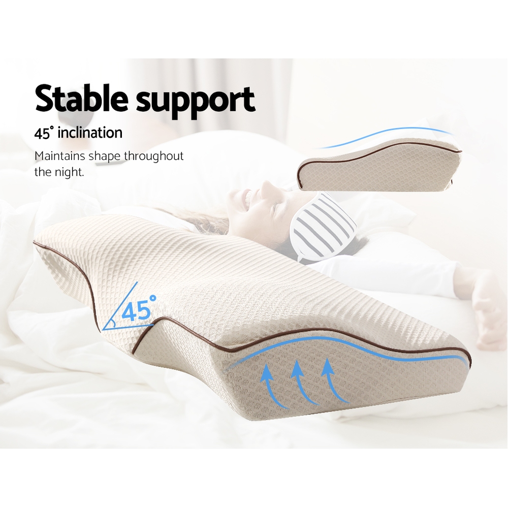 Giselle Memory Foam Pillow Neck Cervical Butterfly Ergonomic Support White — image 5