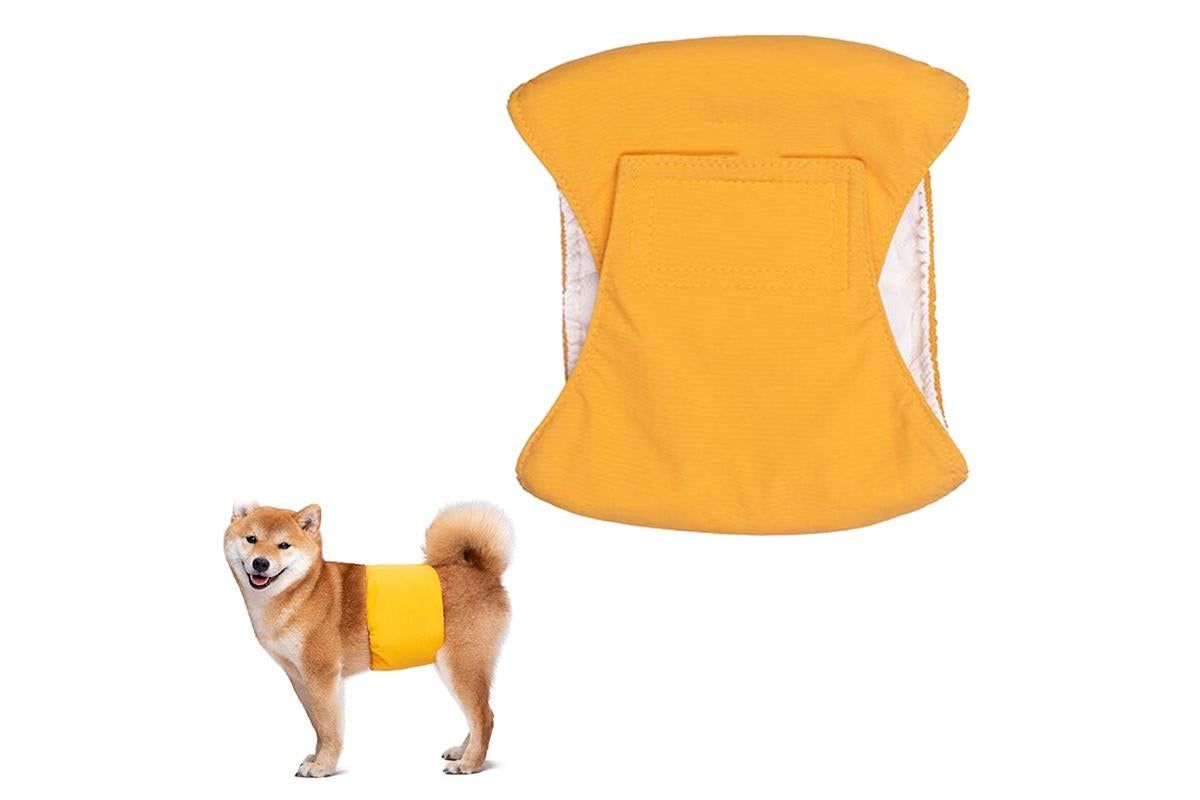 Washable Dog Diaper Water-resistant Puppy Nappy Belly Wrap for Male Dogs Reusable Dog Belly Bands Male Puppy Nappies Wrap Yellow - S