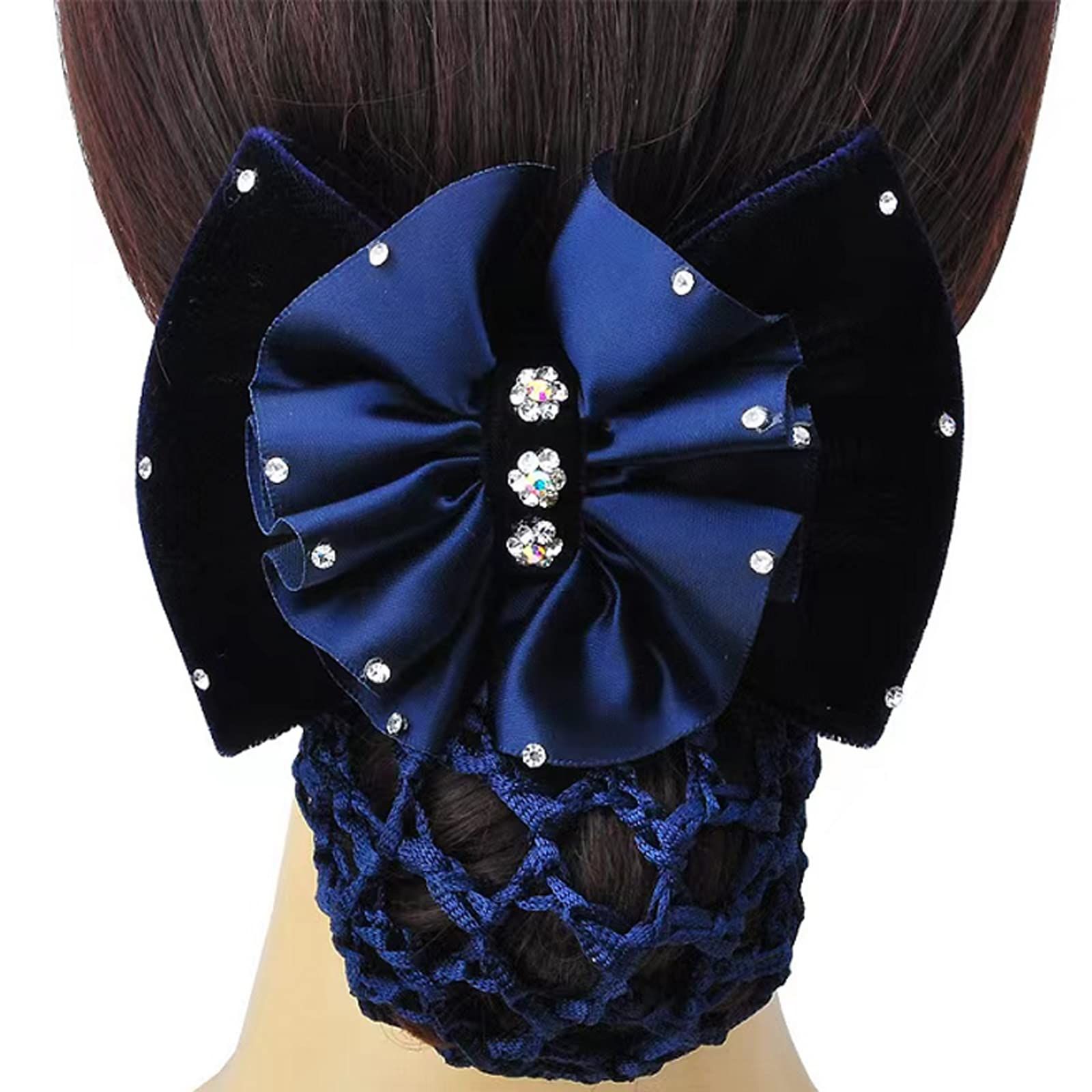 4pcs Women Hair Clip With Butterfly Hair Bun Cover Barrettes Net Hairnet Lace Bow Bow-knot Decor Hair (Blue+Red+Black+Brown) โ image 4