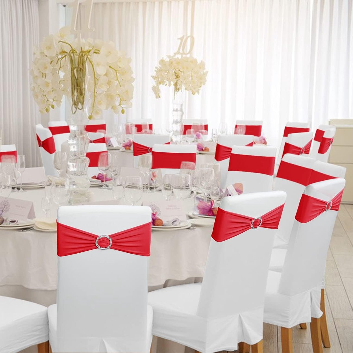 Chair Covers - Pack of 5 - Christmas Chair Covers - Party Chair Covers - Premium Elastic Chair Cover Straps - Buckle Slider - Universal Elastic Chair Straps — image 6