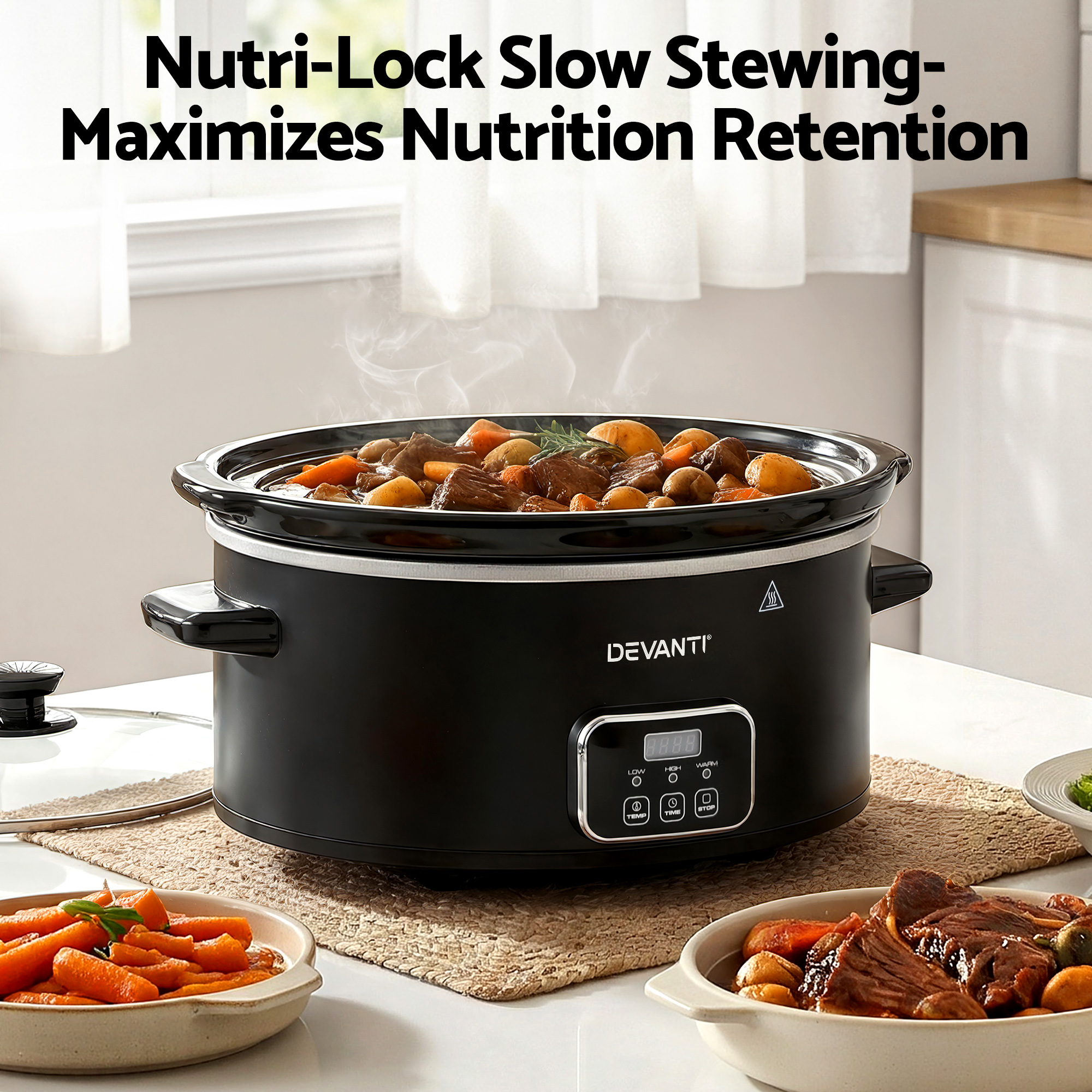 Devanti 5.6L Slow Cooker Electric Multi Cooker with 3 Heat Settings and Keep Warm Function — image 4