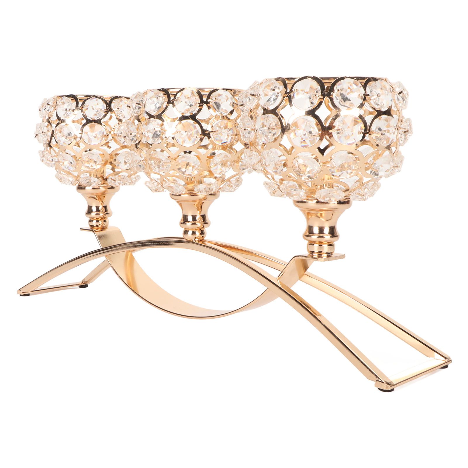 Crystal Candle Holder 3 Heads Windproof European Style Stable Durable Gold Candle Holder for Wedding Party New Year โ image 6
