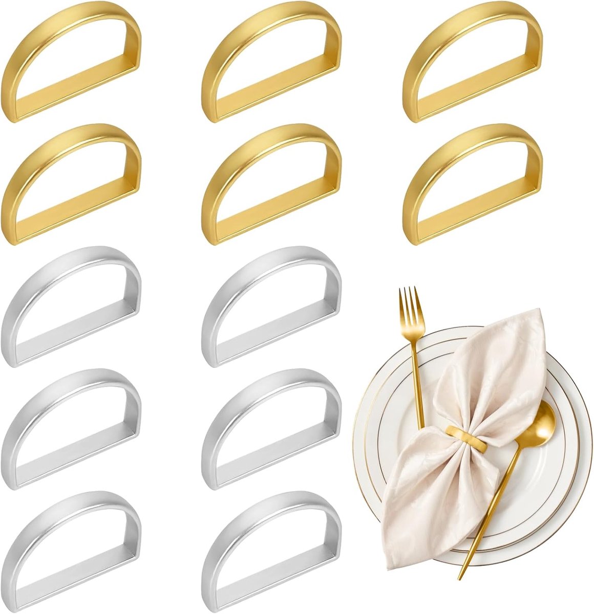 12 pieces napkin rings - gold napkin ring - Napkin rings table decoration - Napkin Ring - Gold Napkin Rings - Silver Napkin Rings - Table Accessories - Table