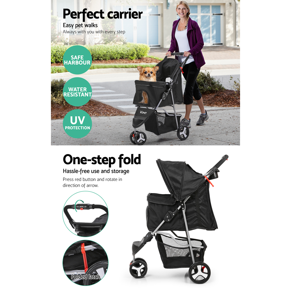 i.Pet Pet Stroller Dog Pram Cat Carrier Large Travel Pushchair Foldable 3 Wheels — image 4