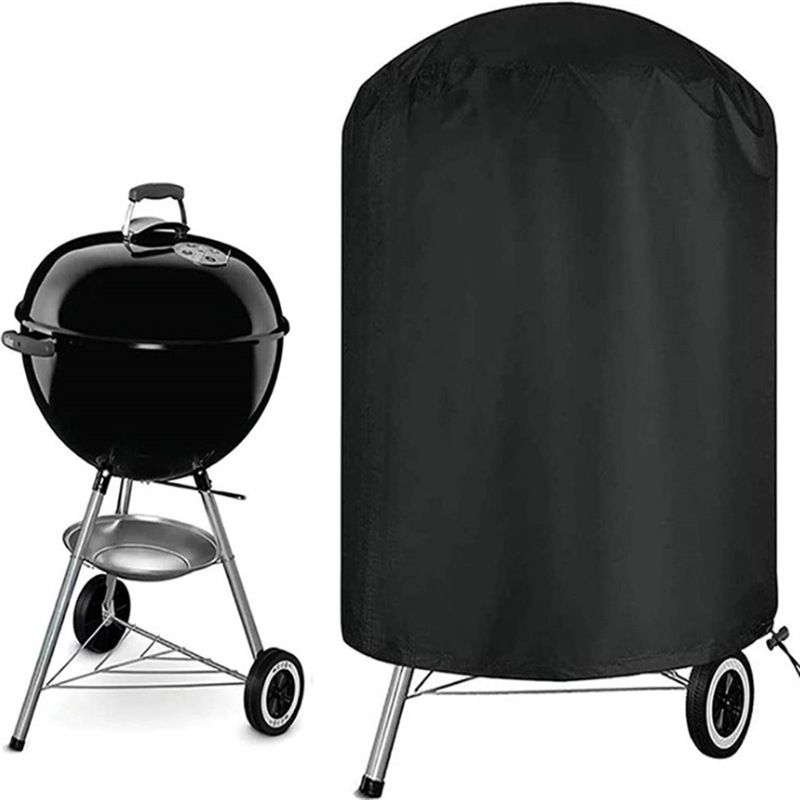 1 Piece Charcoal Grill Cover, Waterproof Breathable UV-Resistant Outdoor BBQ Protector, Black, 76 cm Diameter x 91 cm Height