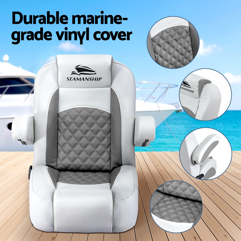 Seamanship Reclining Captain Boat Seat 90°-155° Recline, 19cm Thick Cushion — image 4