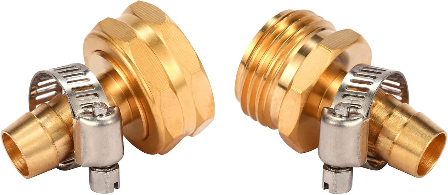 Brass Garden Hose Connector Repair Mender Kit with Stainless Clamp,Fits 1/2" Water Hose Fitting,3 Sets(1/2" Barb x 3/4" GHT) โ image 4