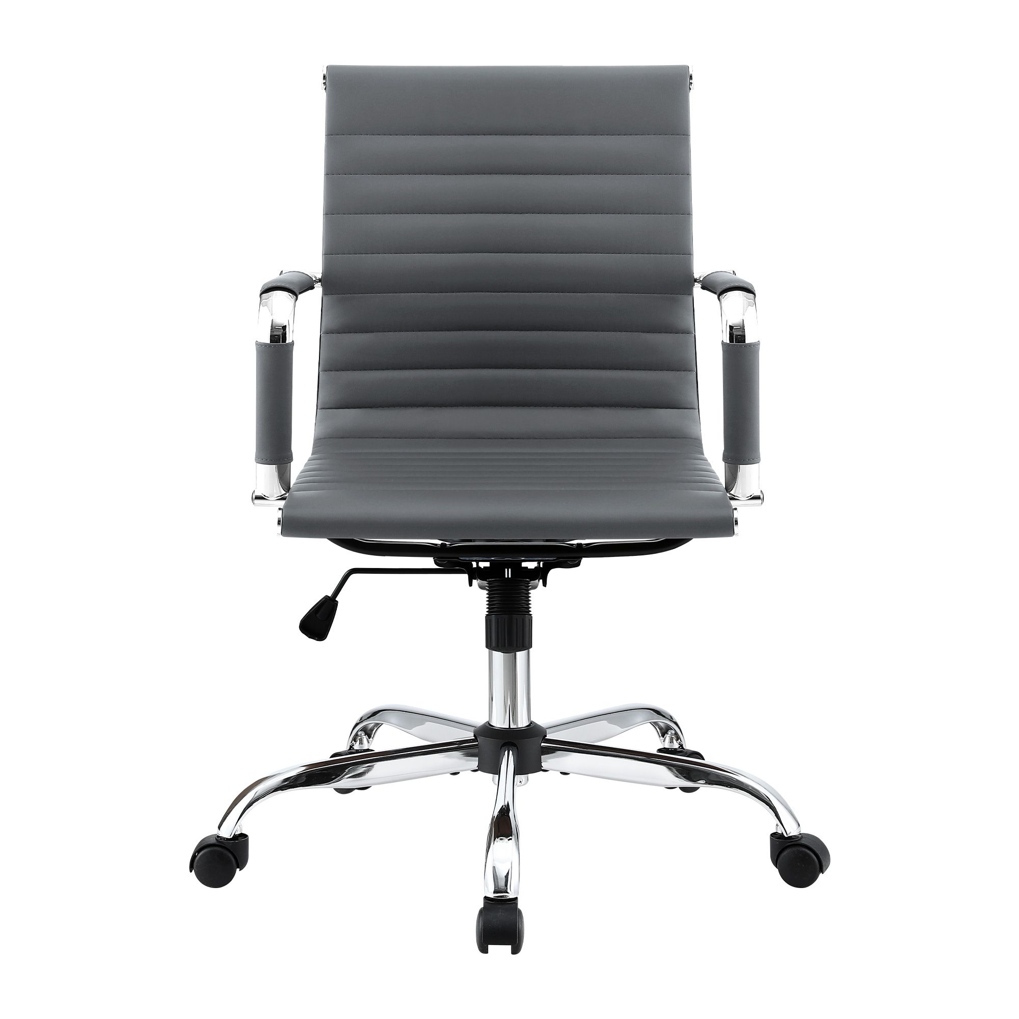 Artiss Office Chair Conference Chairs PU Leather Mid Back Grey โ image 3