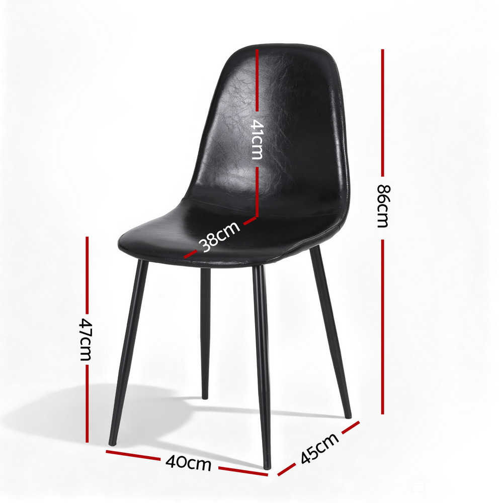 Artiss 4x Dining Chairs Retro PU Leather Kitchen Lounge Cafe Accent Chair Black โ image 2