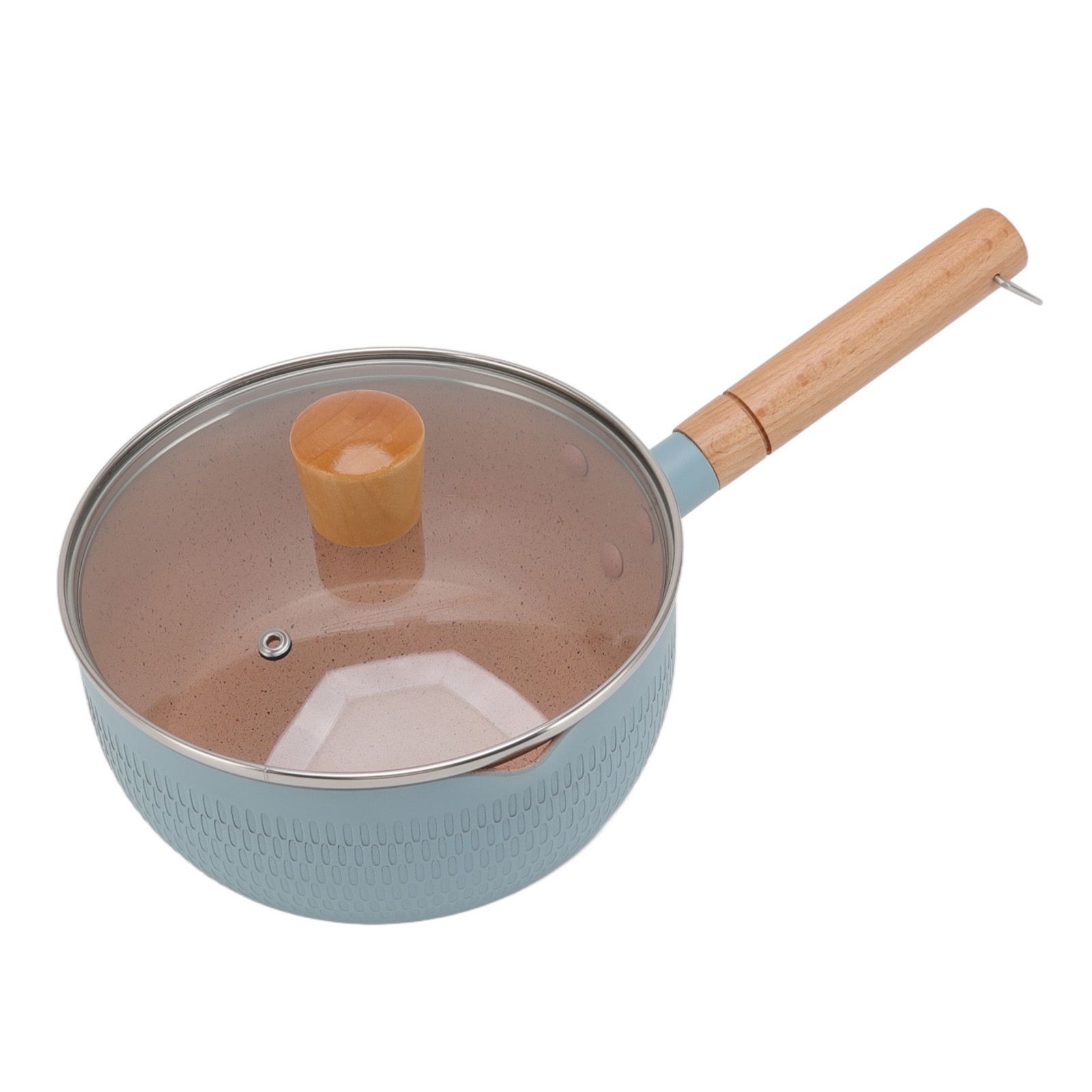 Sauce Pan Stick Proof Aluminum Alloy Multi Functional Milk Pot with Wooden Handle for Induction Gas Stove Blue — image 5
