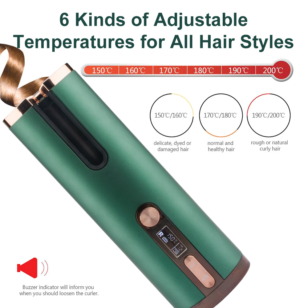 Cordless Automatic Hair Curler with Adjustable Temperature - Gray โ image 3