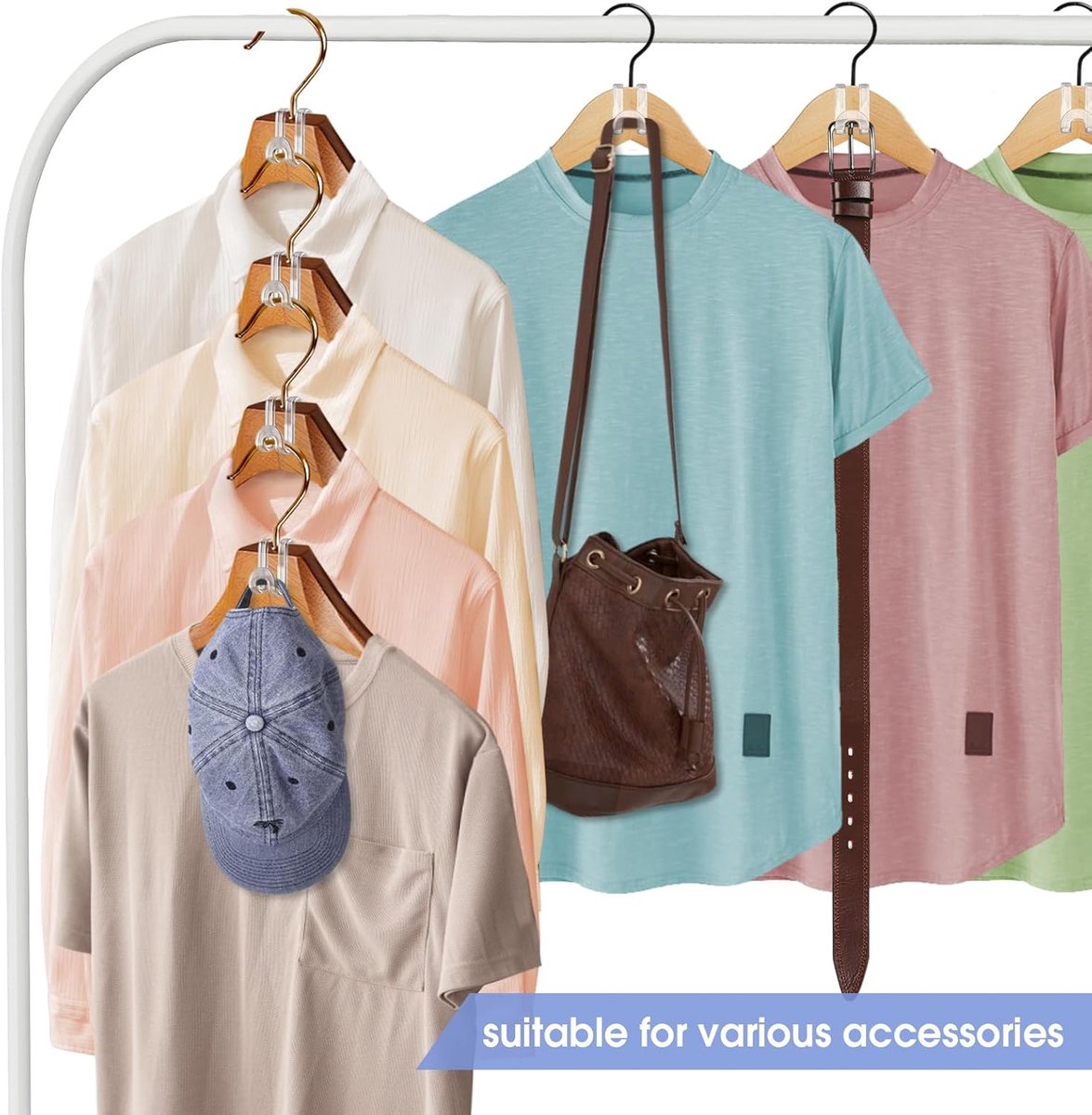Hanger Hooks | Hooks - S-Hook Hangers - Transparent - 100 Pieces - Coat Hook - Space-Saving Hanger Connector Hooks - Plastic Hanger Connectors - Ideal for — image 3