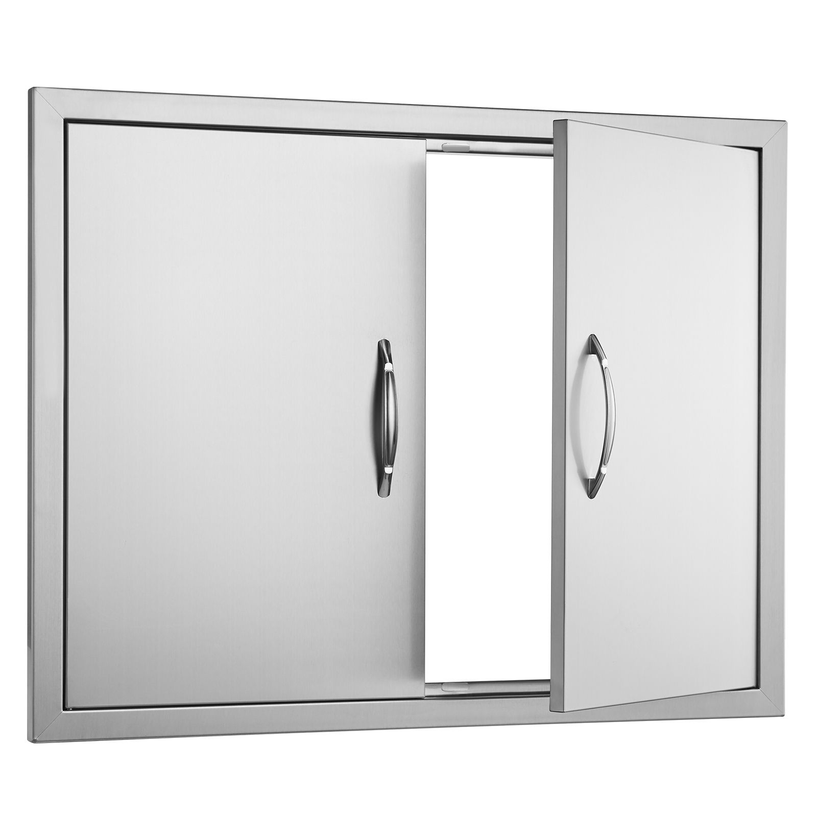 BBQ Access Door, 787 × 609 mm Double Outdoor Kitchen Door, Stainless Steel Flush Mount Door, Double Wall Vertical Door with Handles and Hooks, for BBQ Island