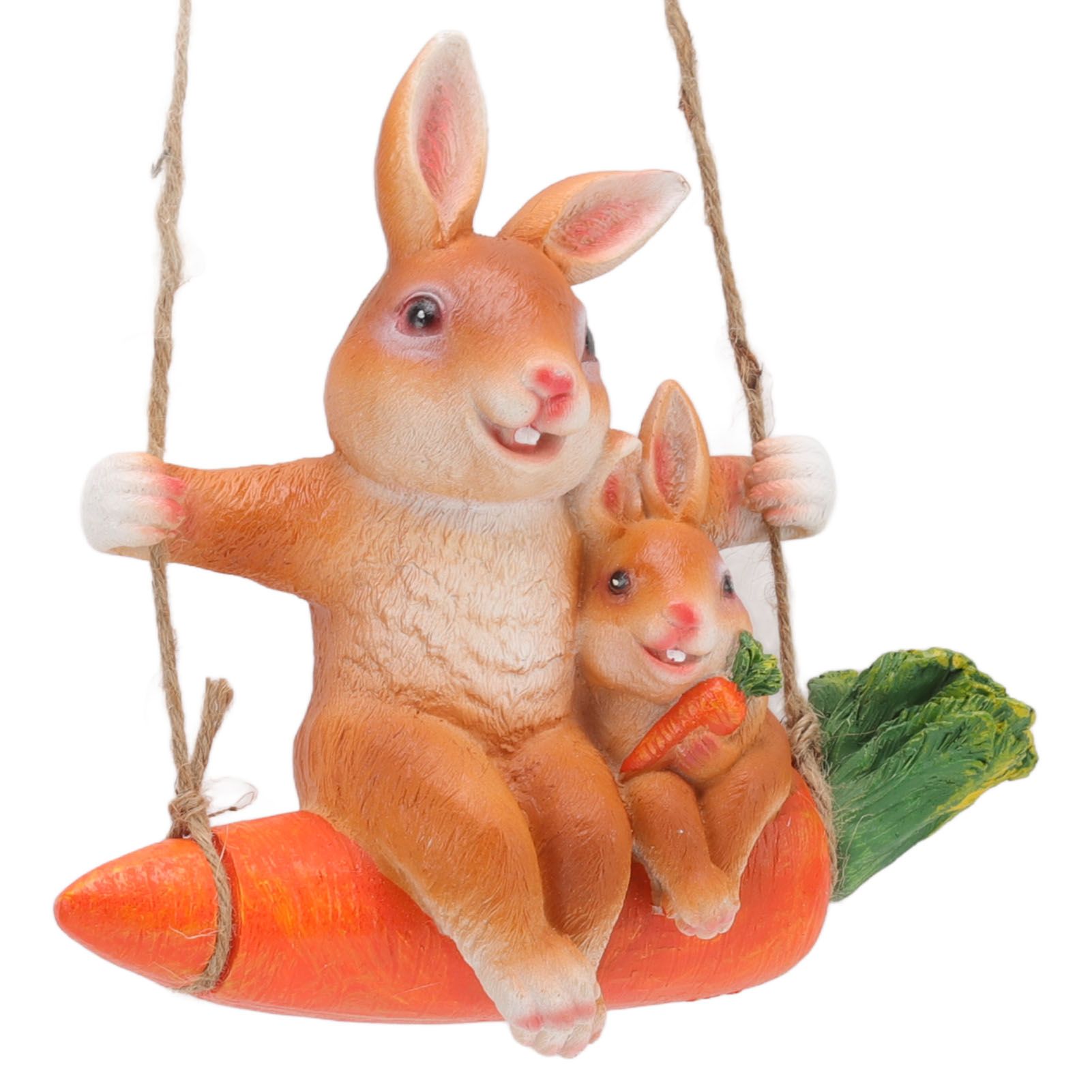 Ornament Brown Rabbit Carrot Swing Resin Modern Delicate Garden Home Decoration Gifts — image 6