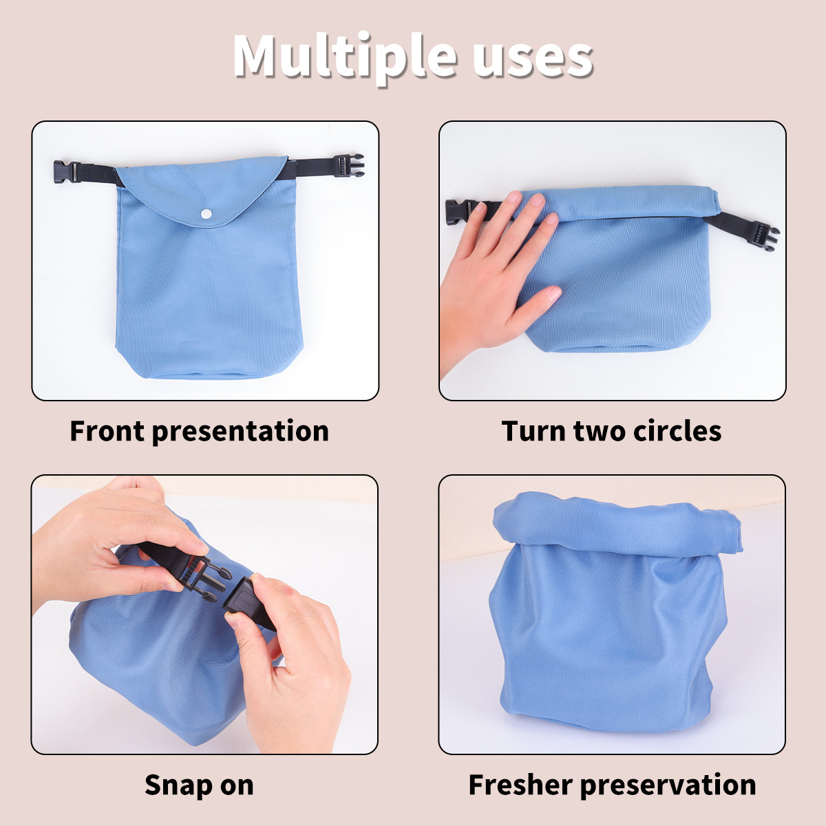 2-pcs Red Portable Pet Food Storage Bag - Roll Top Treat Pouch for Travel & Walks — image 4
