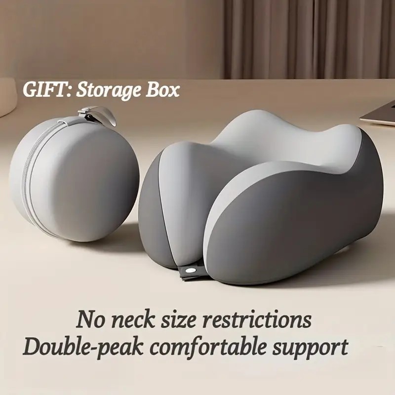 beige Travel & Home Neck Pillow – Ergonomic, portable, perfect for sleep. Fits desks, cars, and long flights. Features slow rebound foam, washable cover — image 5