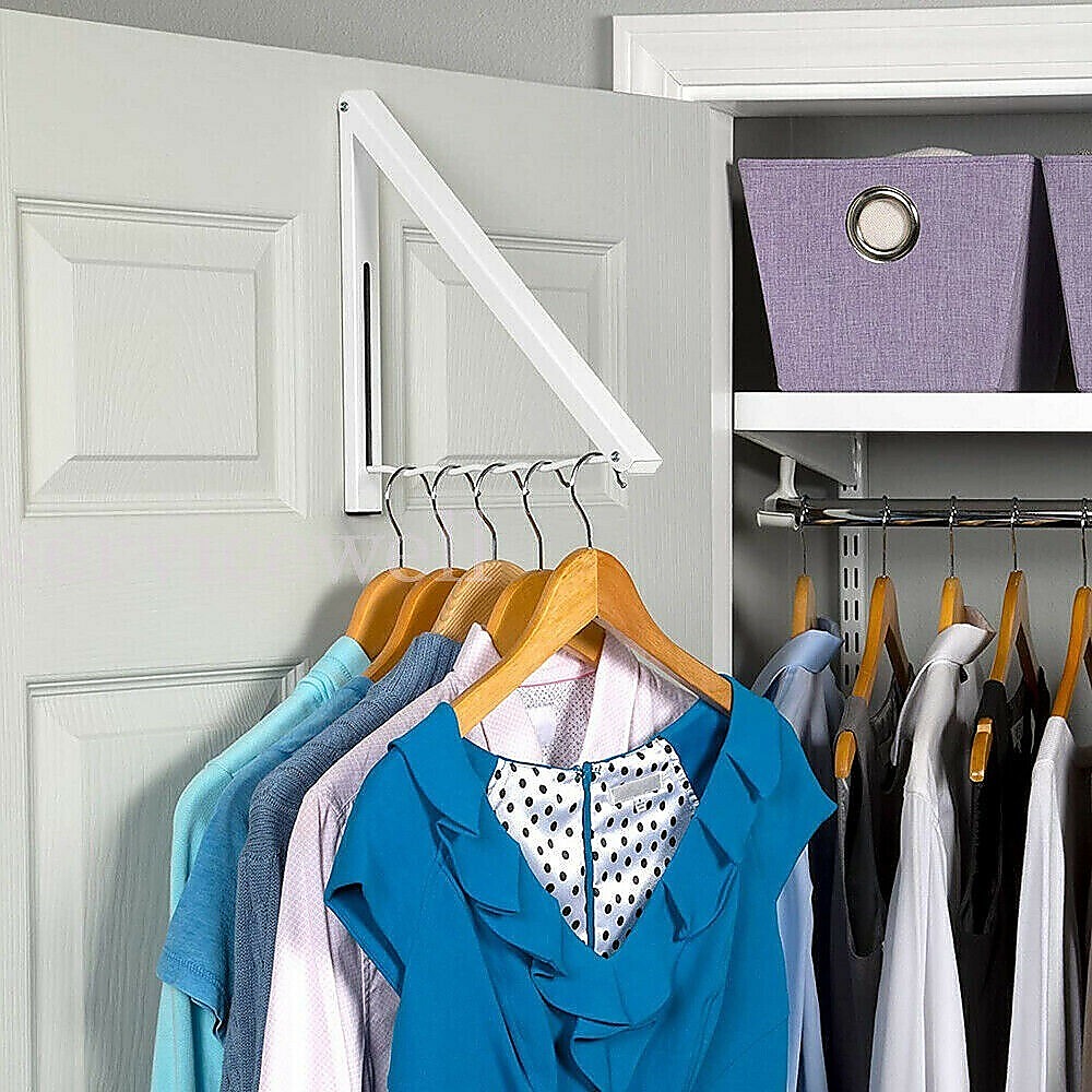 Folding Wall Mount Retractable Clothes Hanger Laundry Drying Rack Organiser โ image 2