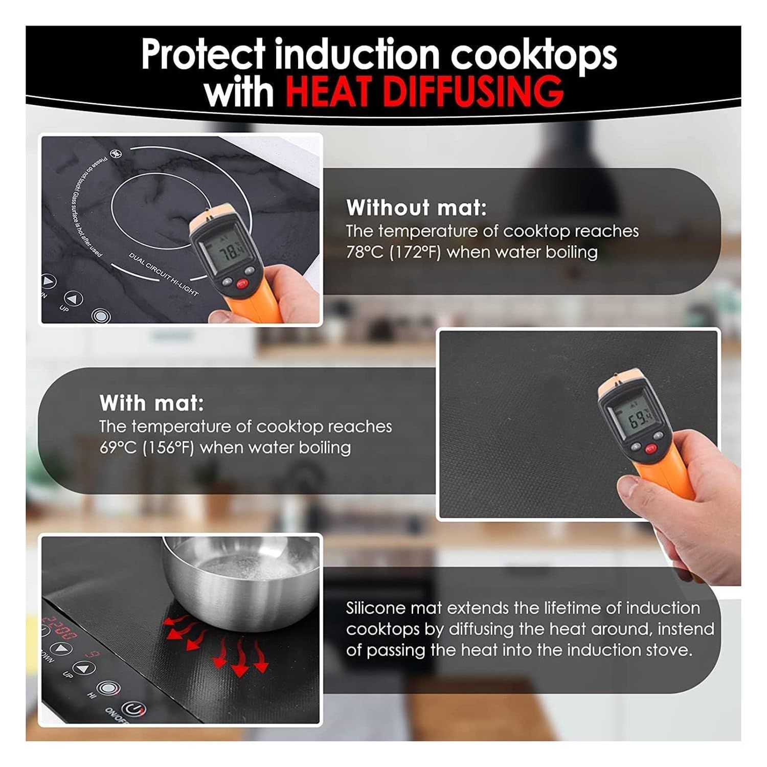 Induction Cooktop Protector Mat Electric Stove Burner Covers Antiscratch As Glass Top Stove Cover Durable Easy Install Easy to Use — image 4