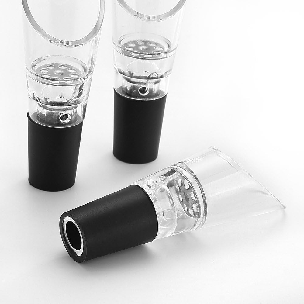 6 Piece Black Wine Pourers with Conical Silicone Stopper Silicone Seal and Aeration Function — image 2