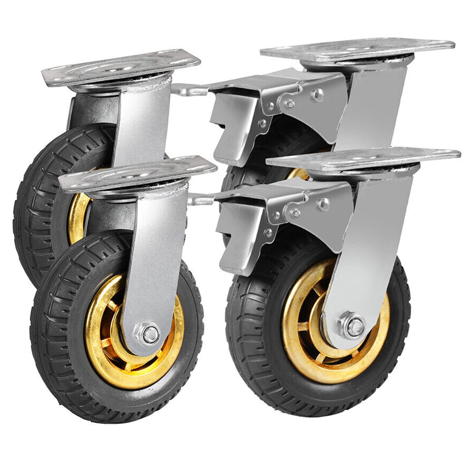 4X 6" / 150mm Heavy Duty Swivel Caster Wheels Castor 1000KG Load,2 with Brakes โ image 2