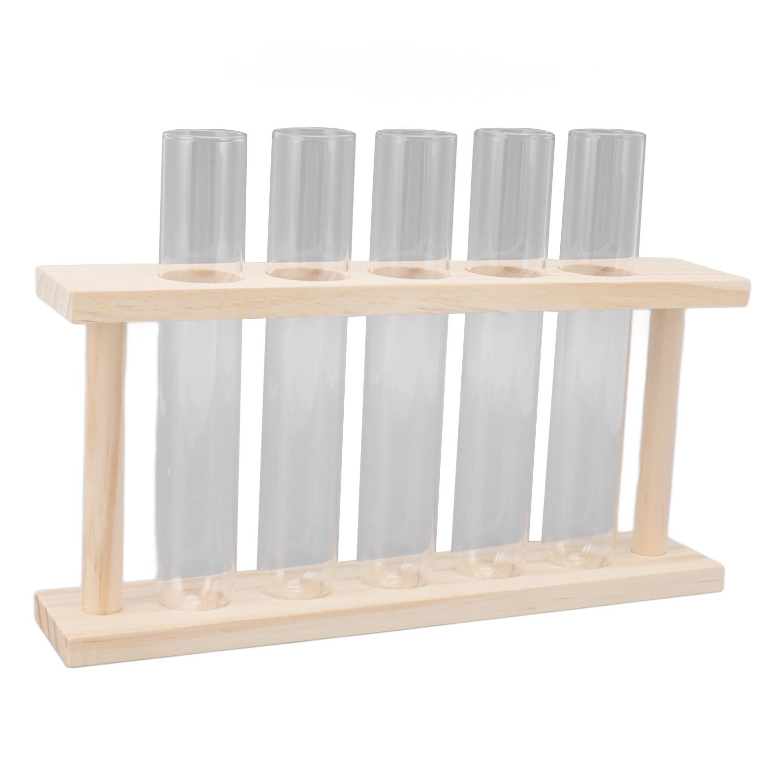 5 Test Tube Plant Terrarium Transparent Observe Growth State Plant Terrarium with Wooden Stand Water Plant Holder — image 3