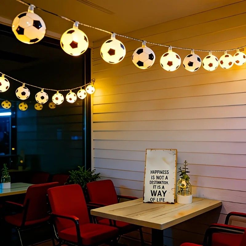 Football Shaped LED String Light, Warm Yellow Soft Glow, Cozy Decoration for Bedroom and Party. USB Powered, 1.5 Meters with 10 Lights โ image 5