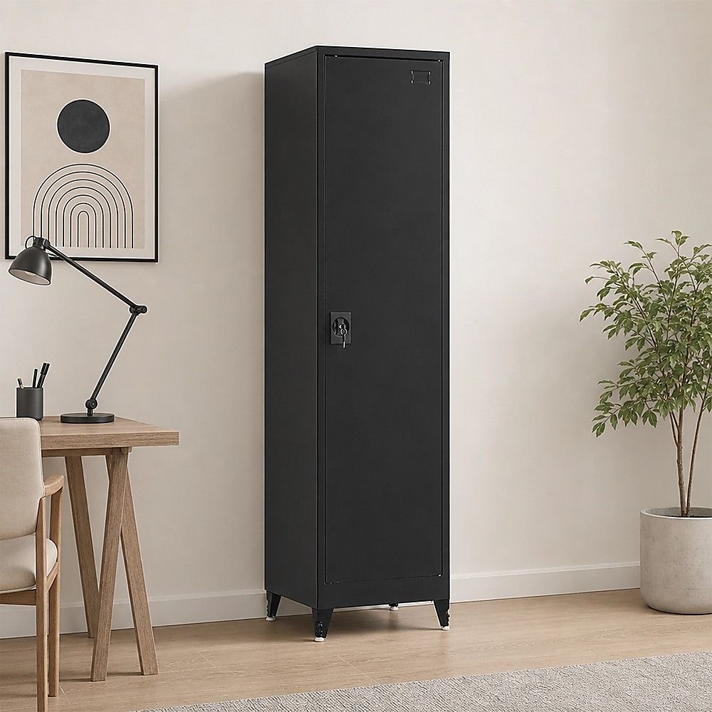 Single-Door Metal Tall Cabinet Shelf Storage for Home Office Gym โ image 2