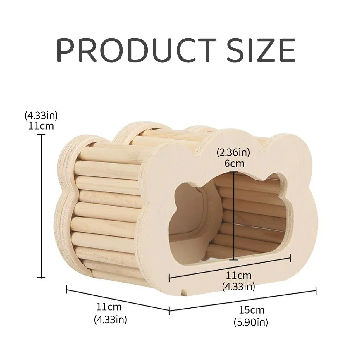 Wooden Hamster Hiding Nest House with Observation Window Small Pet Habitat — image 3