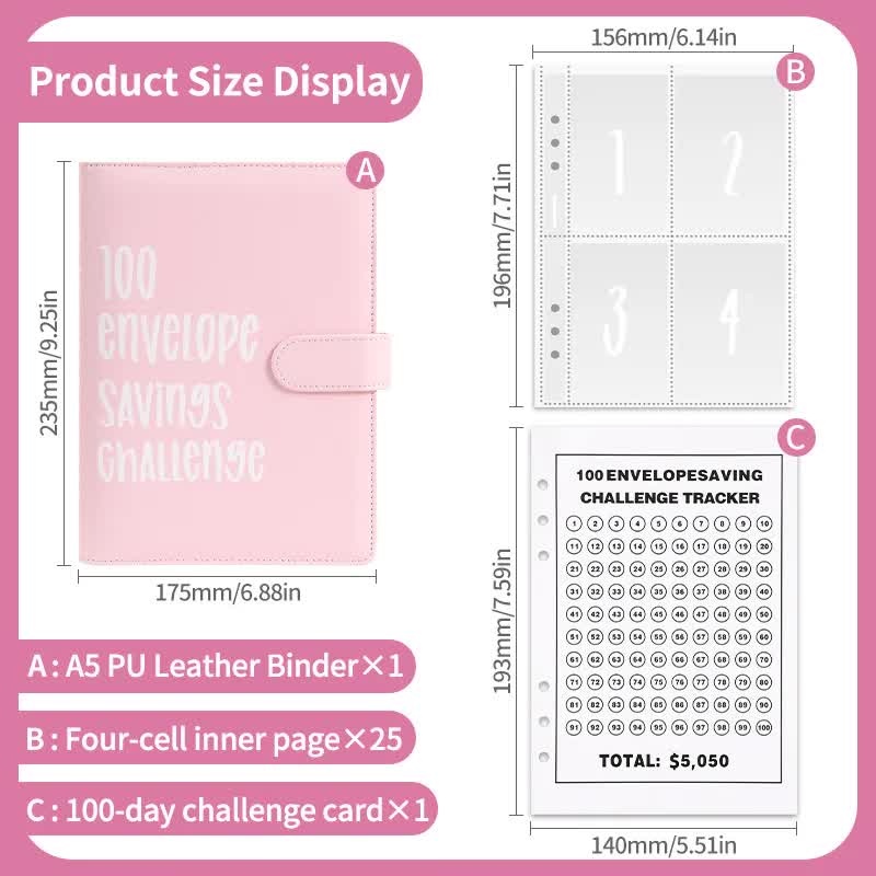 Yellow 100 Envelope Savings Challenge Binder - A5 Budget Planner & Money Organizer with Zipper Pockets - Perfect for Couples & Families — image 5