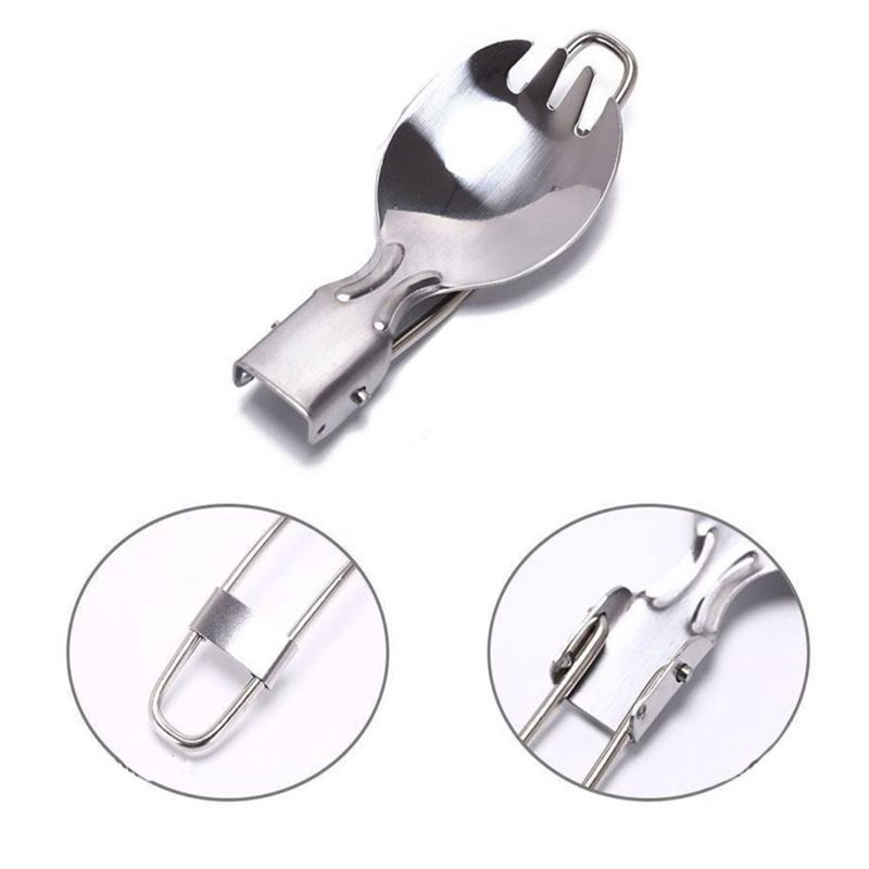 Outdoor Travel Spoon Spork Camping Cutlery Folding Fork Spoon 2 In 1 Outdoor Travel Tableware For Hiking Picnic Trekking Indoor — image 3
