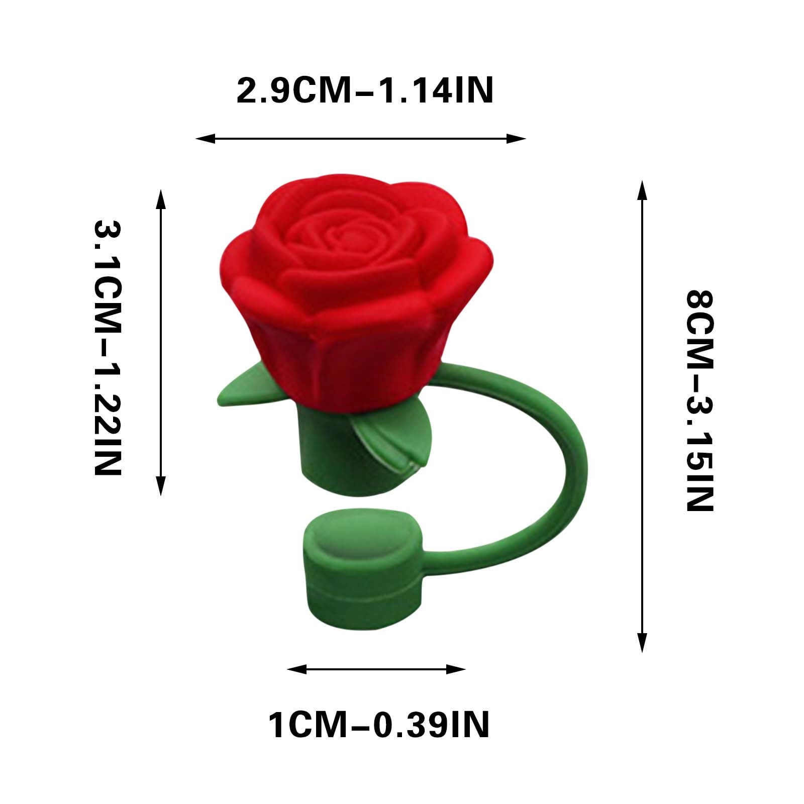Rose Straw Toppers 10mm, Pink Flower Straw Covers Straw Tips for Tumblers Cup Accessories Tumbler Accessories Red โ image 2