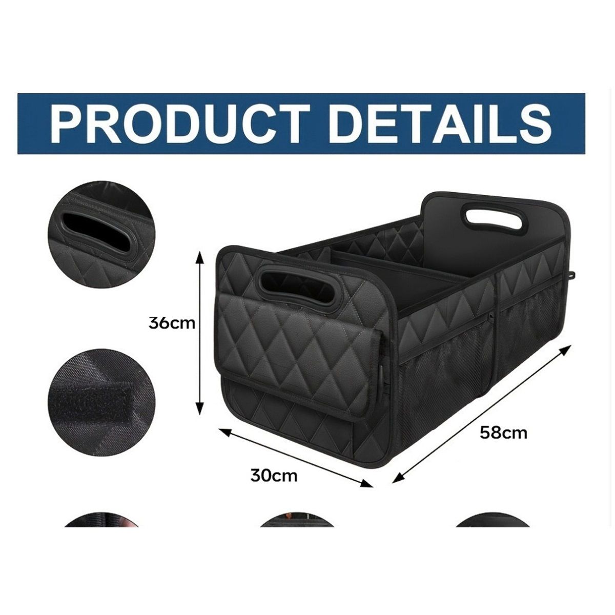 Car Trunk Organizer for SUV, Car Organizers and Storage with Pocket, Car Accessories for Women/Men Waterproof Polyester Trunk Organizer(Large) — image 5