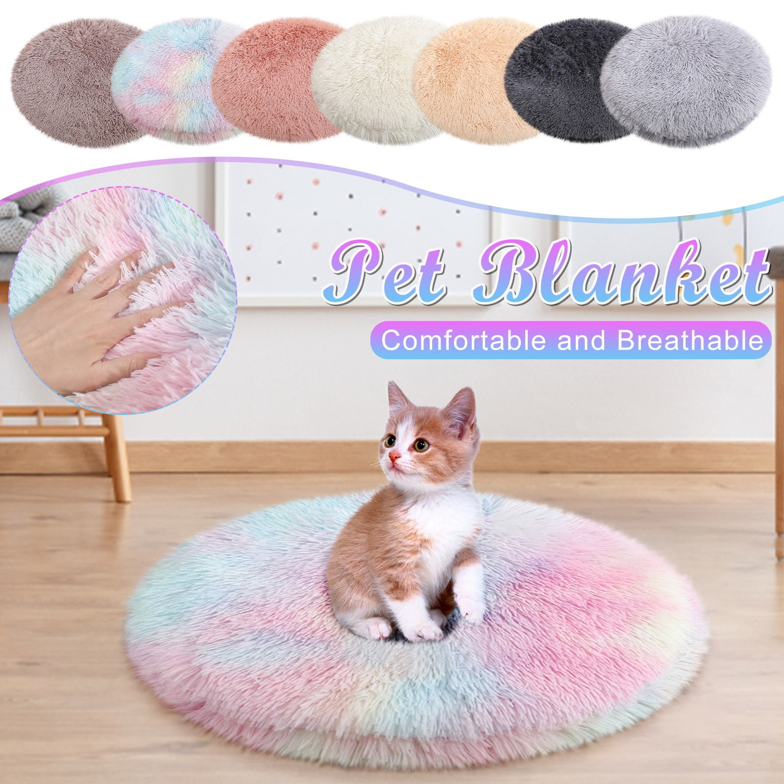 16 inch Plush Dog Bed Mat Warm Fluffy Round Puppy Crate Pad with Anti-Slip Waterproof Bottom Soft Comfy Pet Kennel Mat for Small and Medium Dogs Multicolor โ image 4