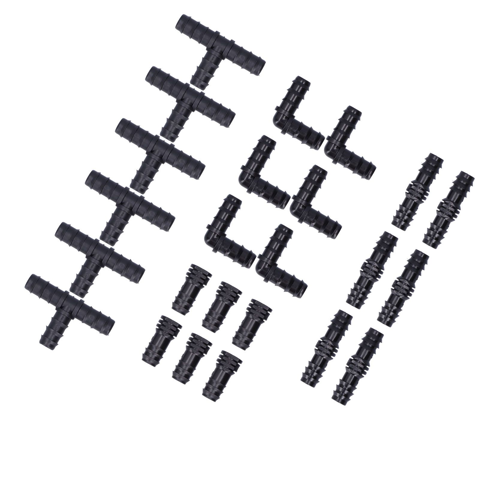 24Pcs/Set Drip Irrigation Fitting Kit 1/2 Tubing Barbed Connectors for Garden Greenhouse — image 4