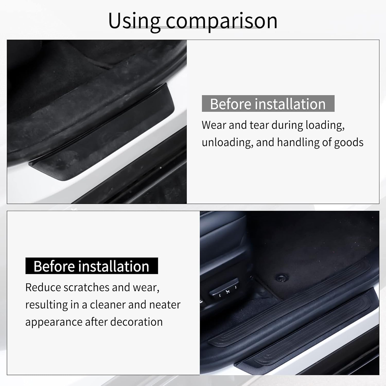 Car Door Threshold Protection, 4PCS Edge Step Dust Shield Cover, Width 23.6x2.36inch Car/SUV Universal Rubber Scratch Resistant Exterior Accessories (Black) โ image 5
