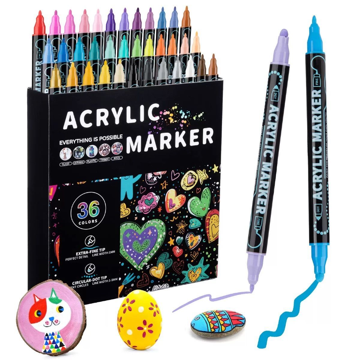 Double-Headed Acrylic Markers Art Marker Set Sketch Pens Permanent Markers - Multi-color - Size 48 colors — image 3