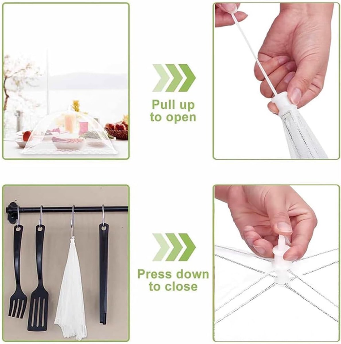 Fly Cover - 4 Pieces - Food Protection Covers - Fly Cover - Foldable - Pop-up Umbrella Net Tent - Cover - Mesh Material - Fly Protection - For Food, Fruit — image 5