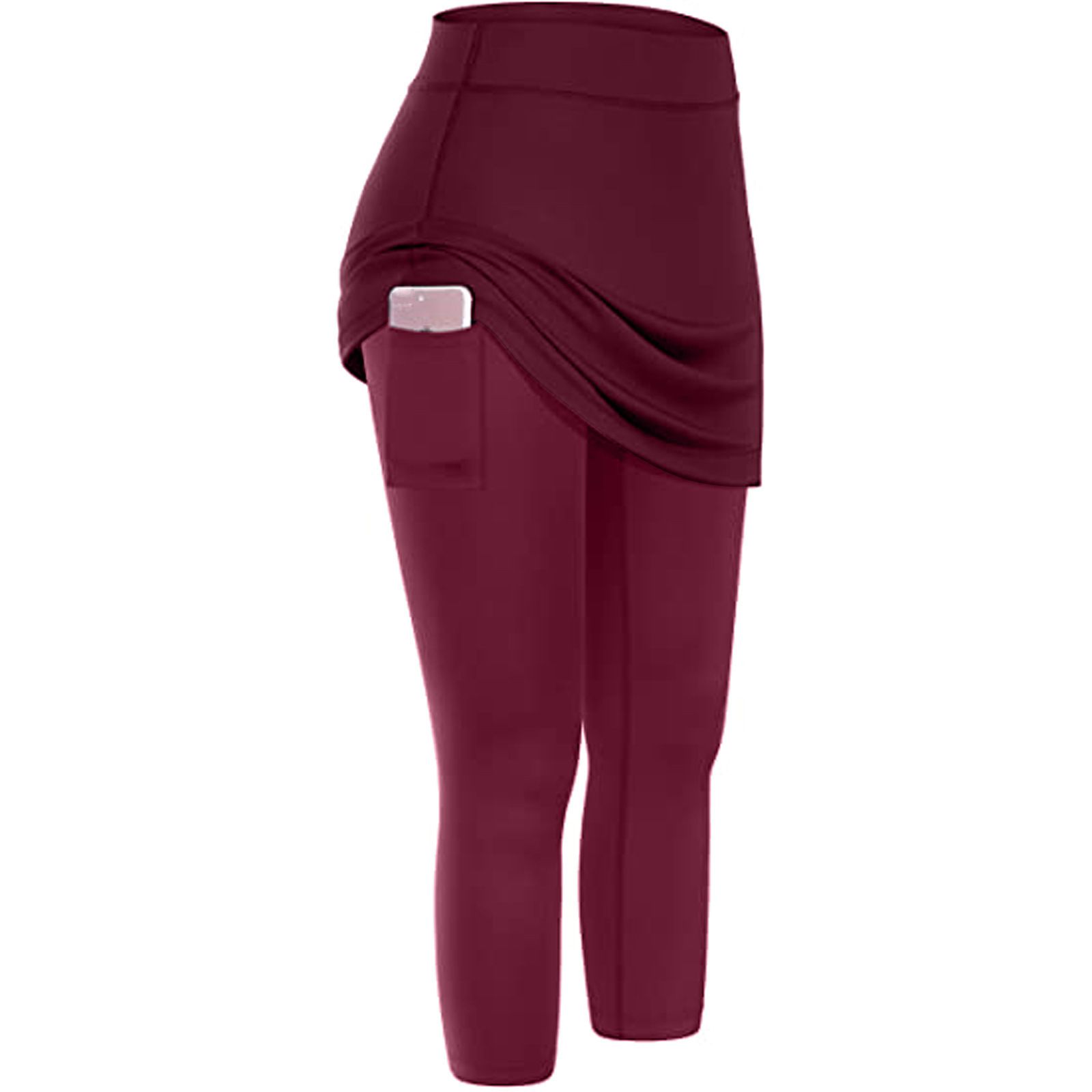 Women's High Stretch Yoga Pants Side Pocket Sports Running Fitness Casual Workout Pants - Red 2XL