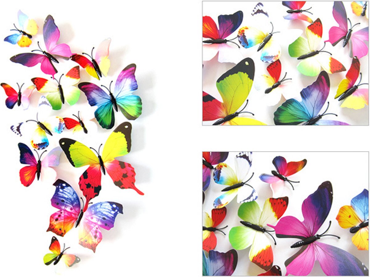 3D Wall Decoration Butterflies 12 Pieces | Wall Butterflies | Butterfly Wall Stickers | Rainbow — image 3