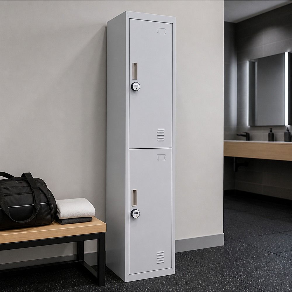 2-Door Vertical Locker for Office Gym Shed School Home Storage — image 3