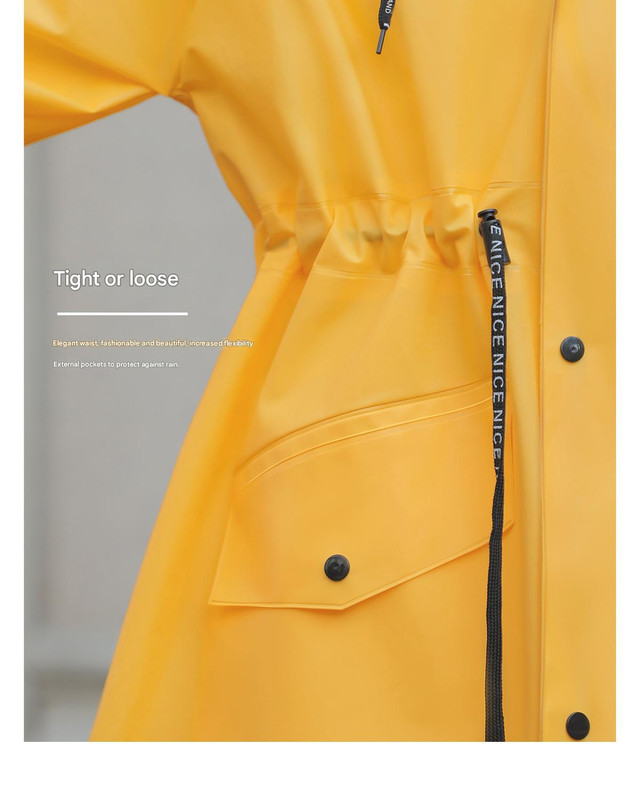 Yellow Women's Long Waterproof Raincoat with Hood and Visor - Stylish Rain Jacket (Size - M) โ image 4